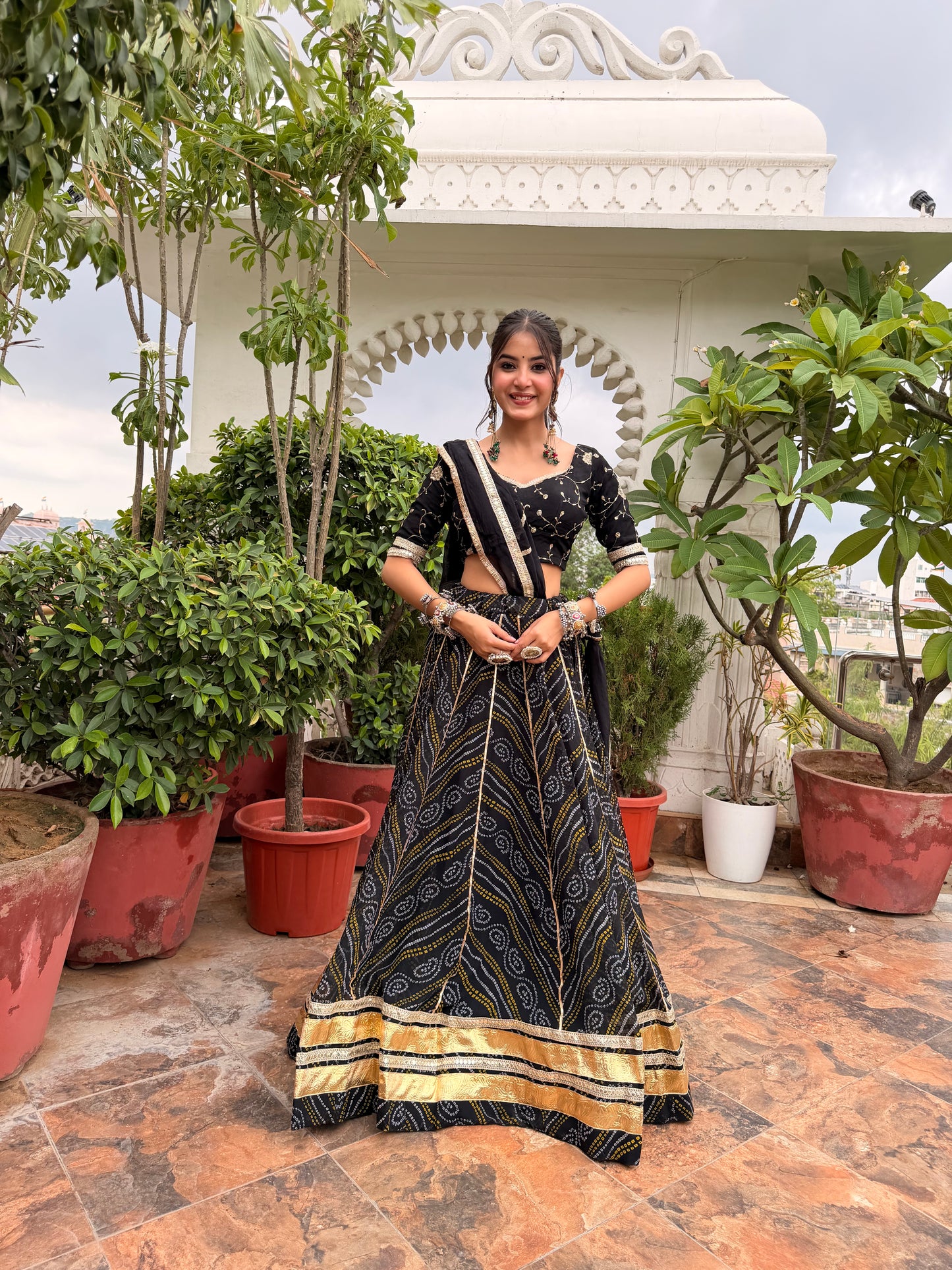 Ditya Black Bandhani Lehenga