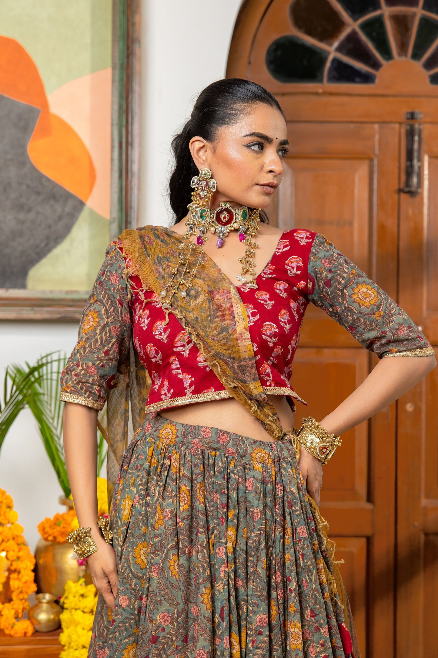 Urmi Handblock Lehenga