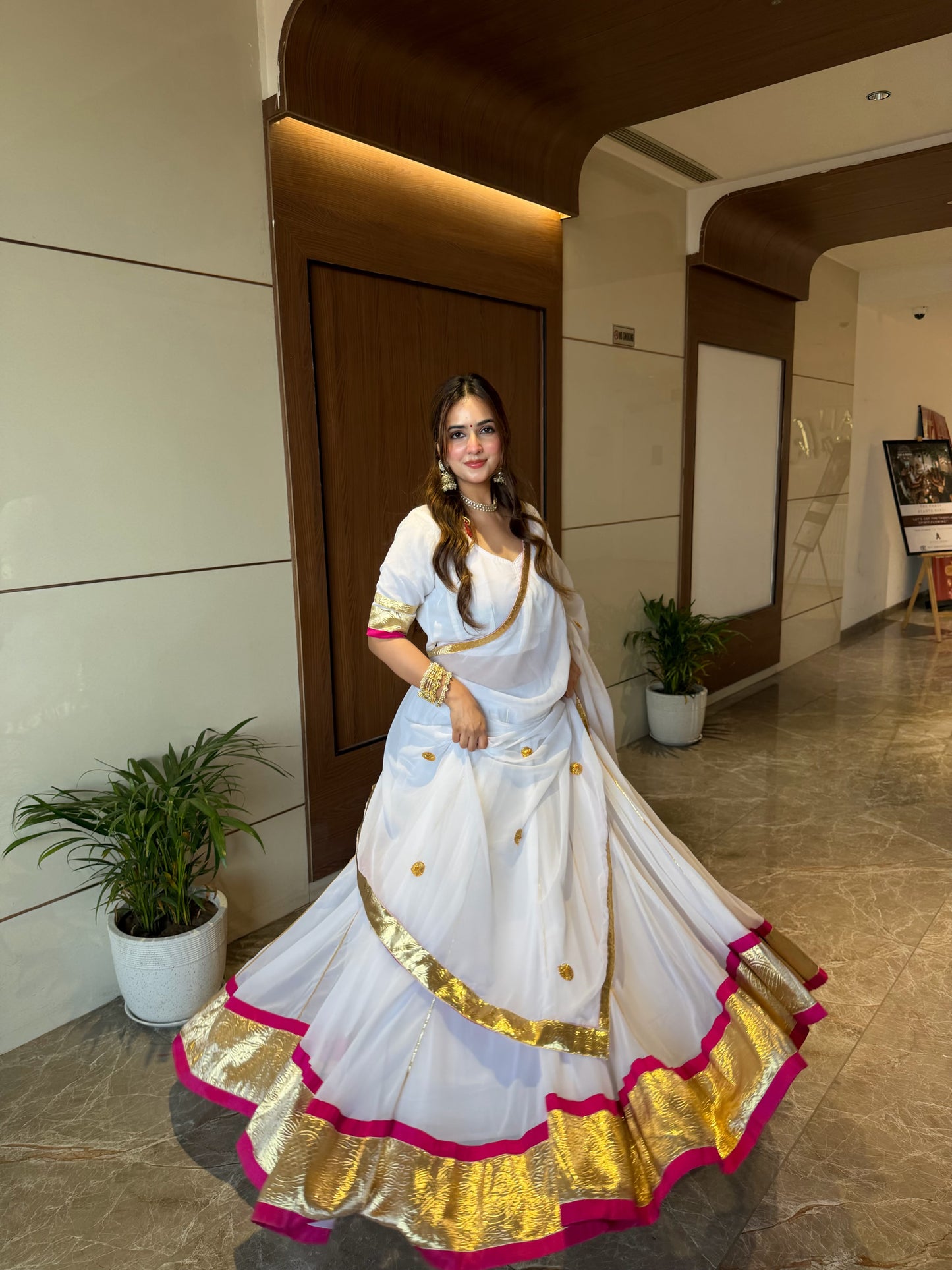 Hansini White Pink Lehenga Set