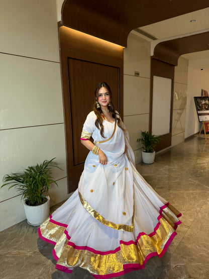 Hansini White Pink Lehenga Set