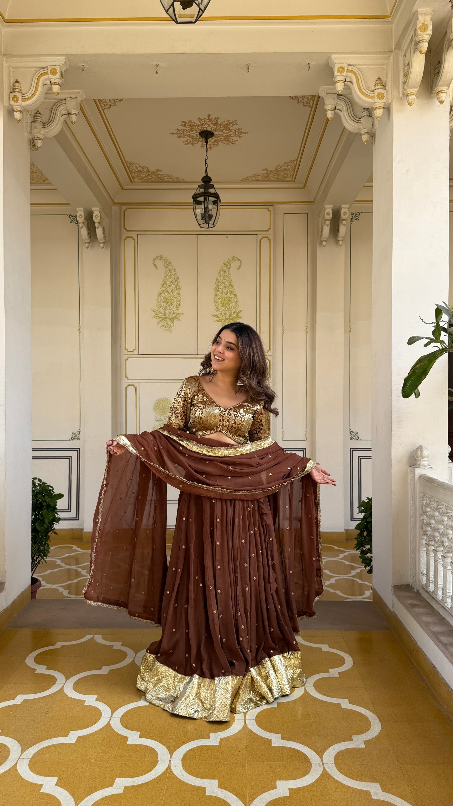 Durva Brown Lehenga