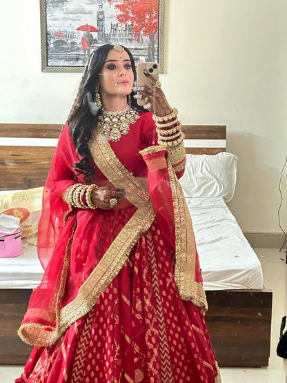 Rukmini Red Banarasi Lehenga (Bridal Lehenga)