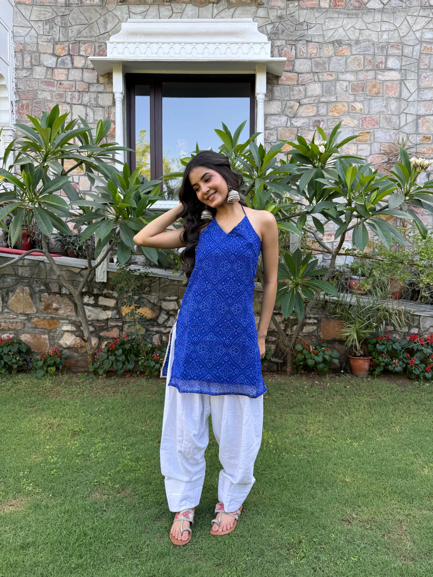 Teena Blue Bandhani Farshi Set