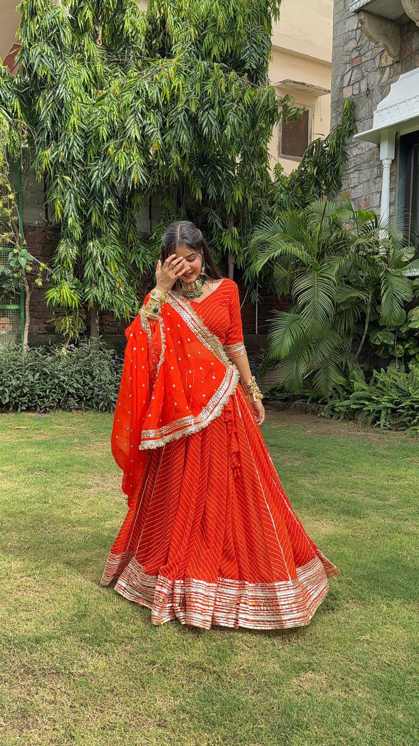 Priya Orange Leheriya Lehenga