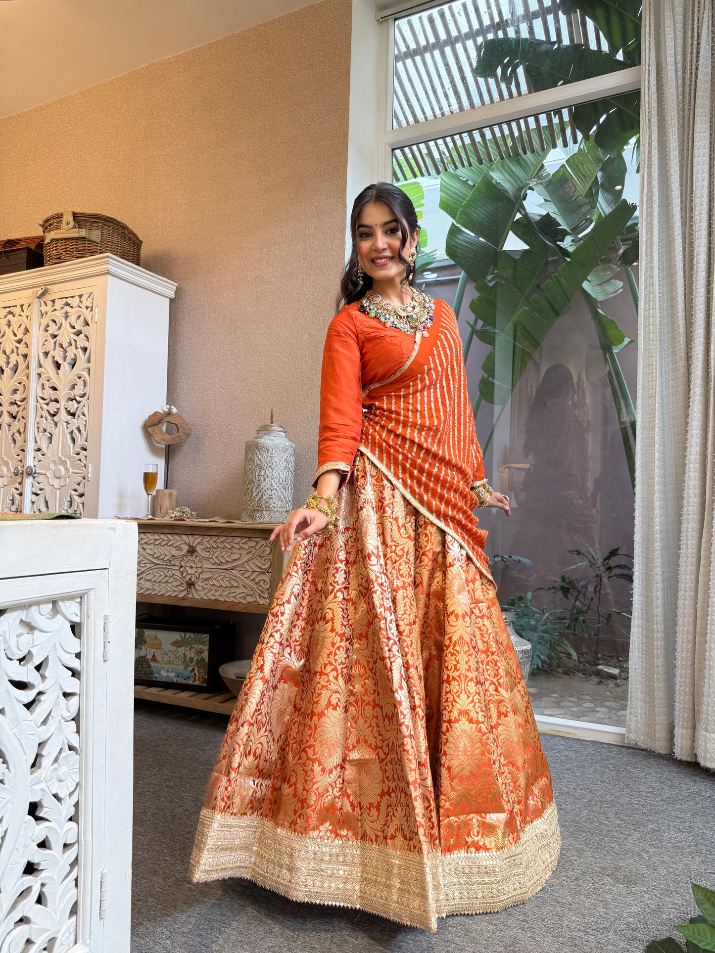Simran Rust Lehenga