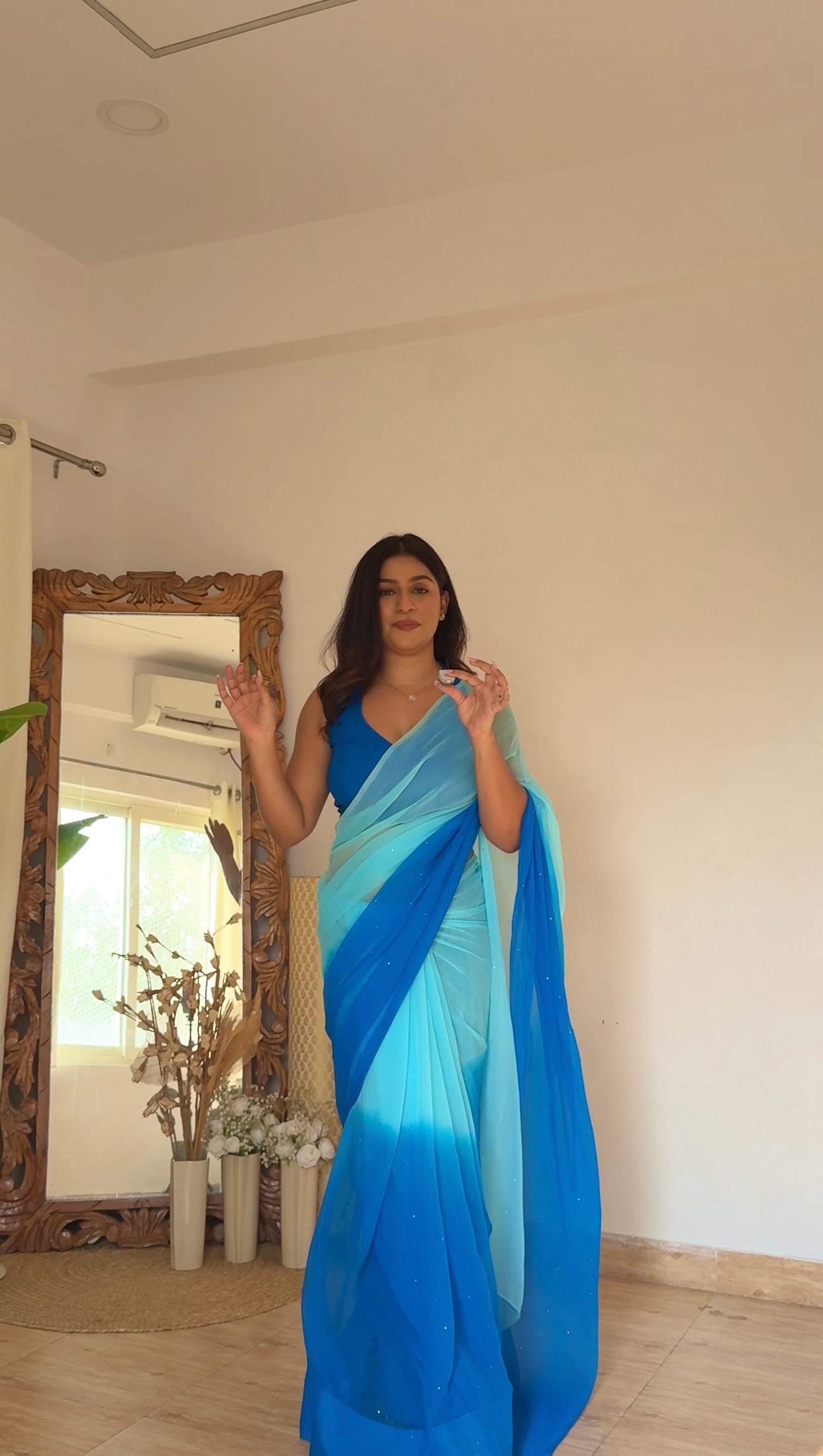 Suhani Blue Chiffon Saree