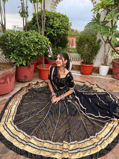 Ditya Black Bandhani Lehenga