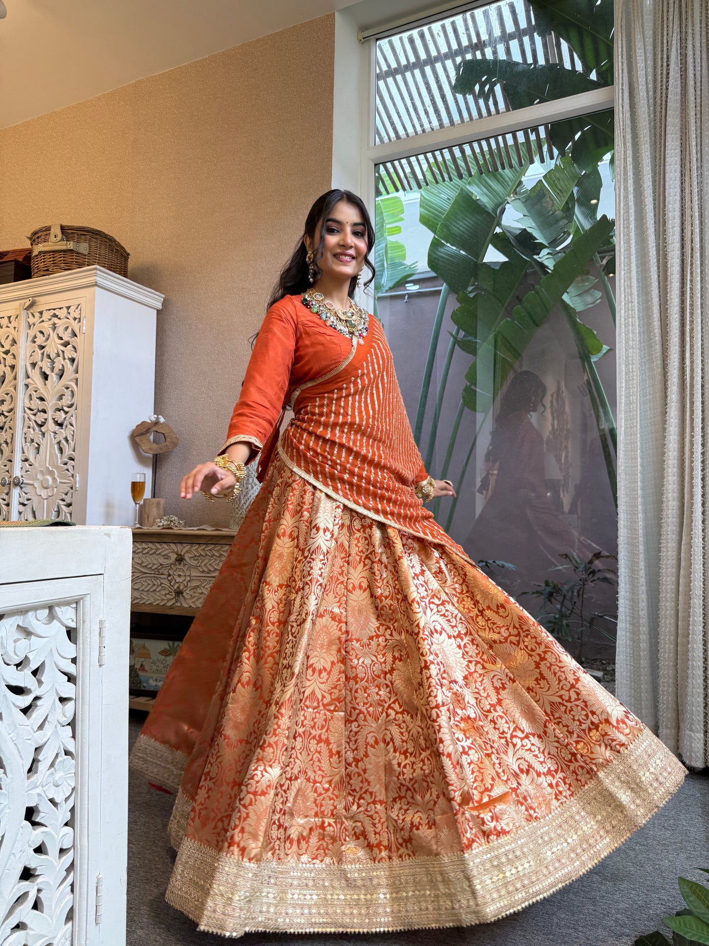 Simran Rust Lehenga