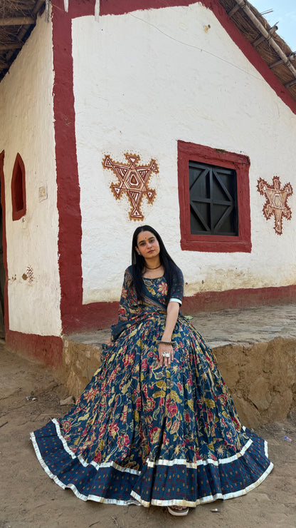 Radha Blue Cotton Lehenga