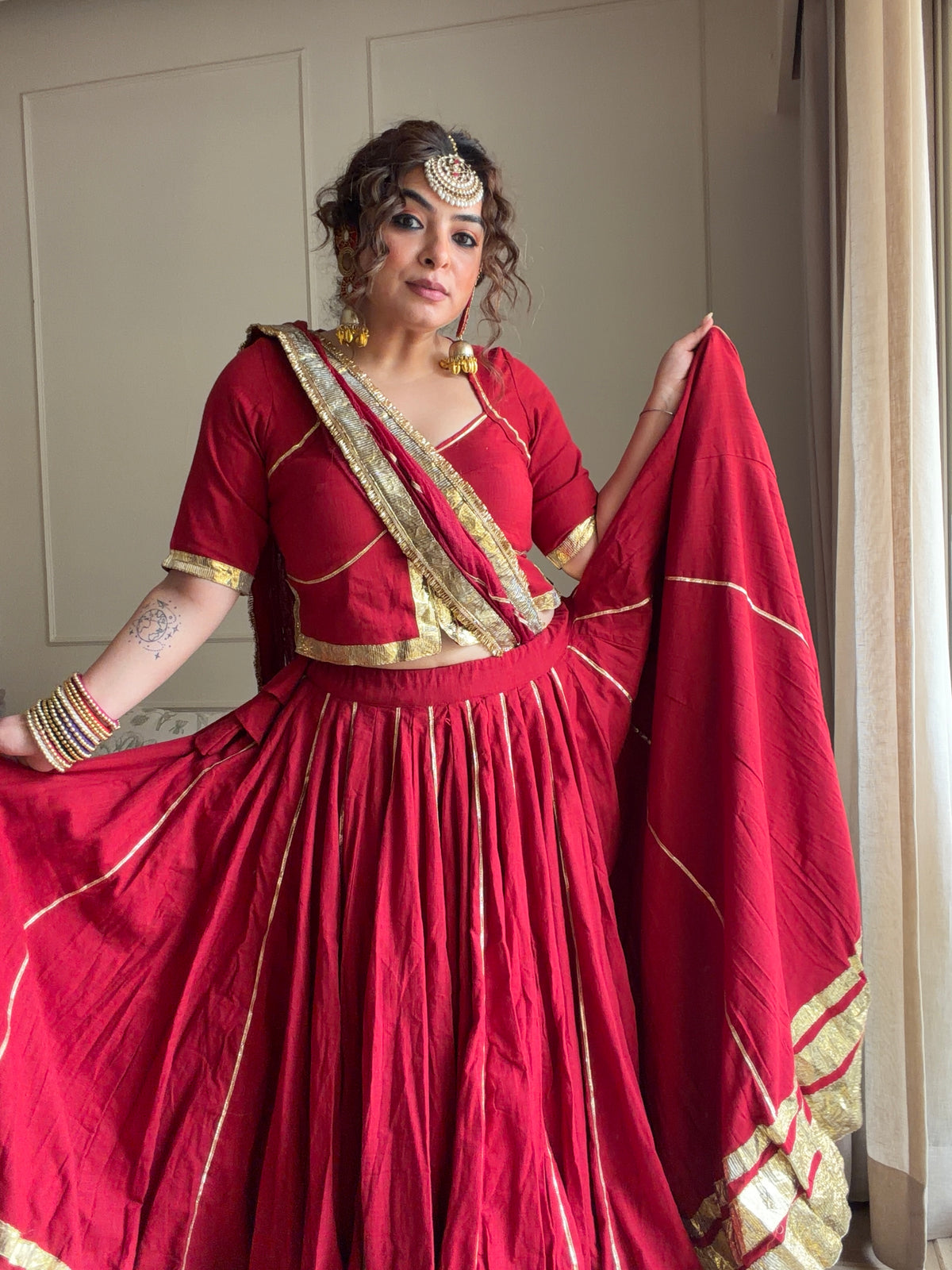 Mannat Red Lehenga