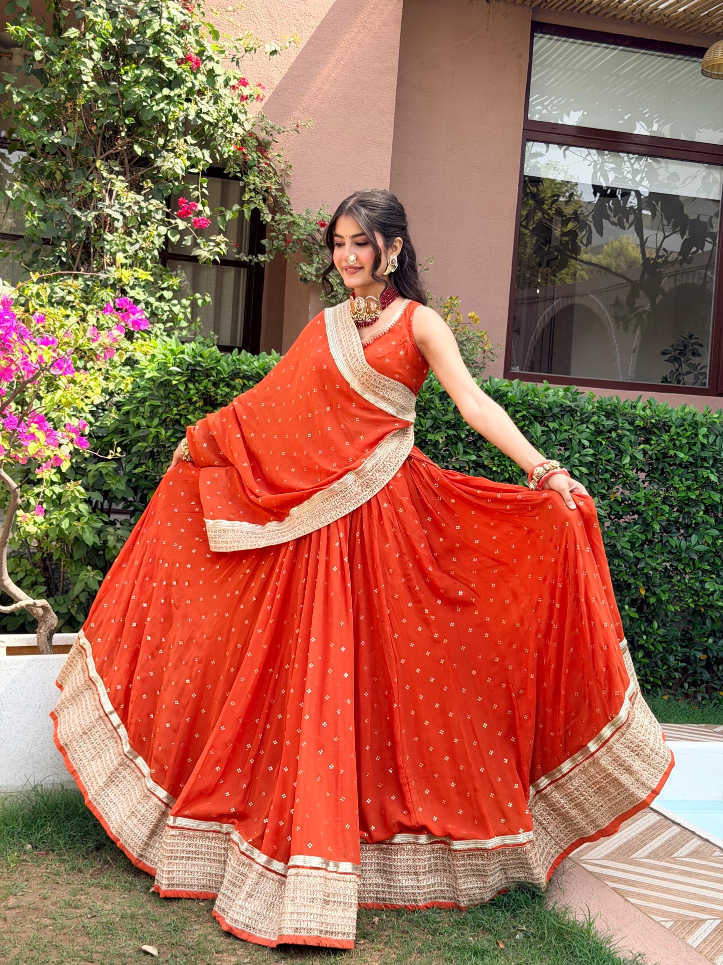 Malang Rust Lehenga