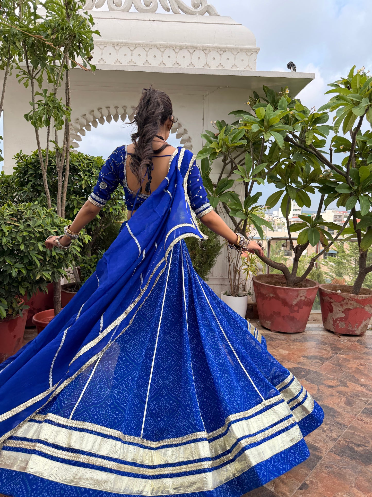 Kiran Blue Bandhani Lehenga