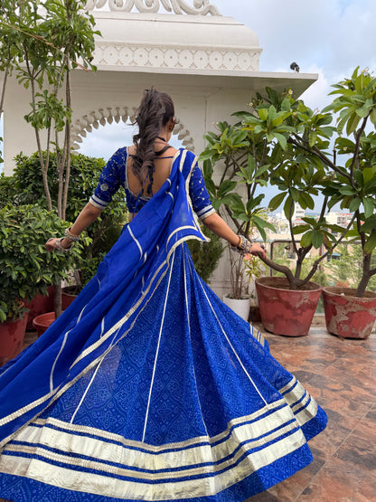 Kiran Blue Bandhani Lehenga