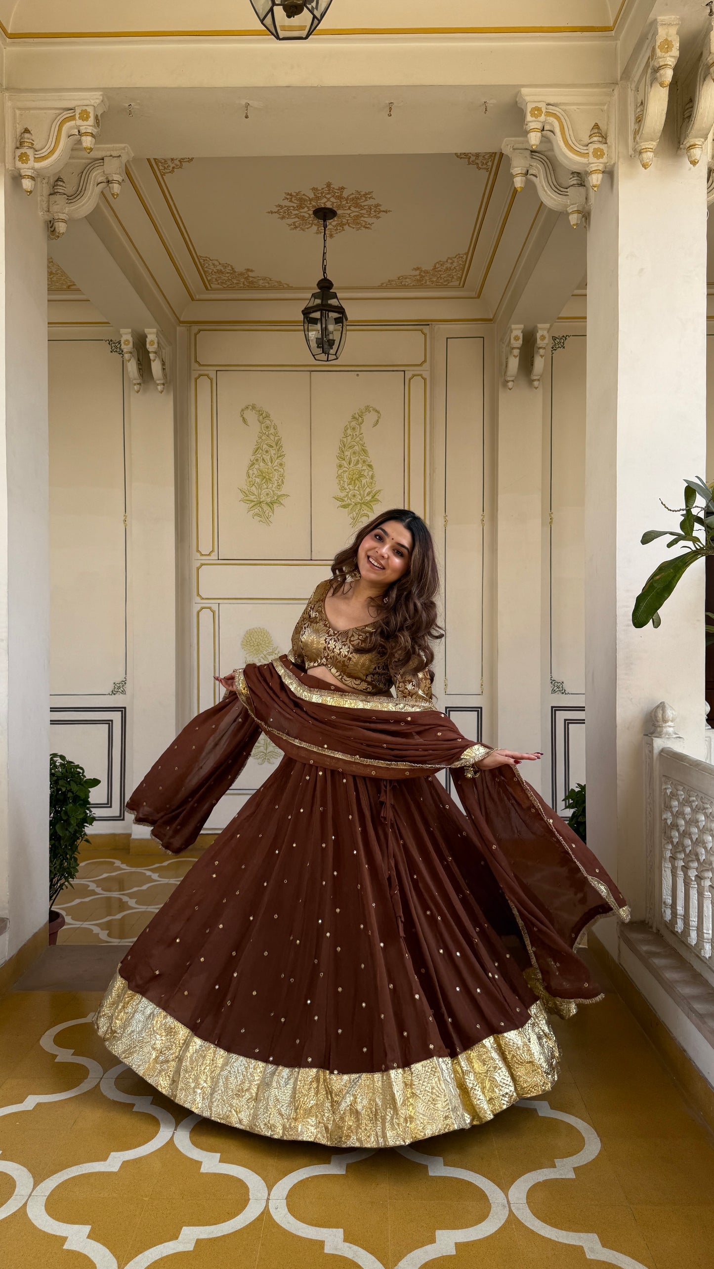 Durva Brown Lehenga