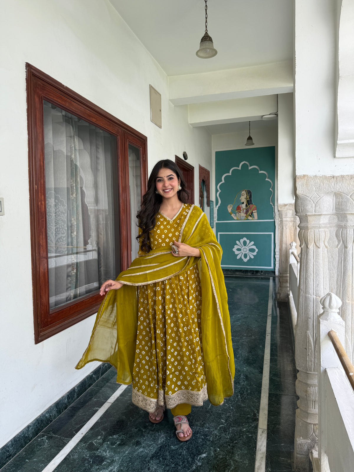 Arya Green Bandhani Anarkali Set