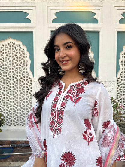 Prakriti Red Handblock Farsi Set