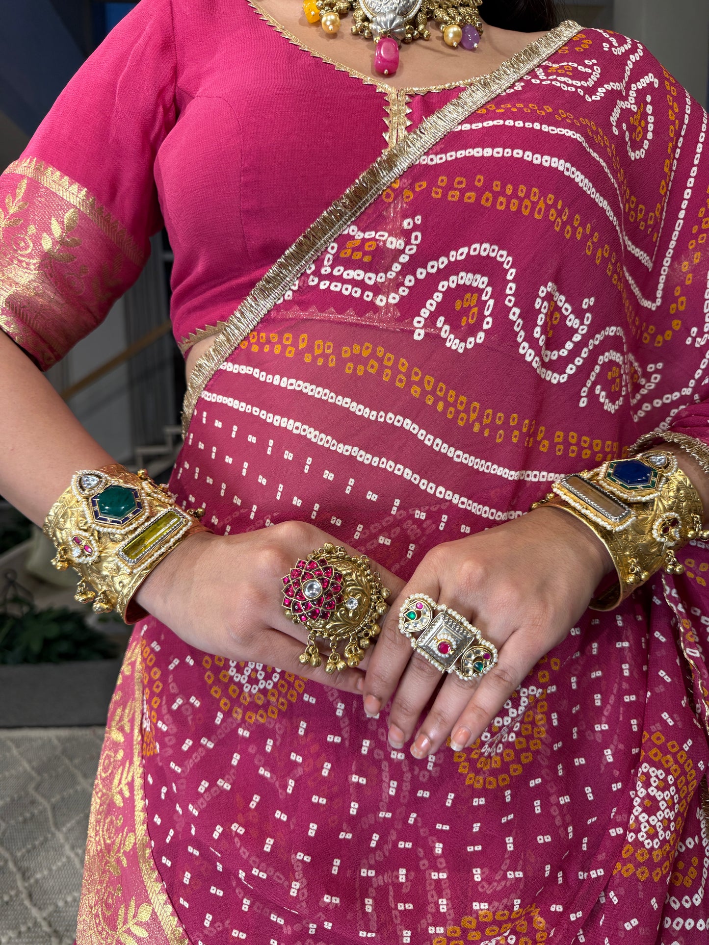 Falguni Pink Bandhani Lehenga