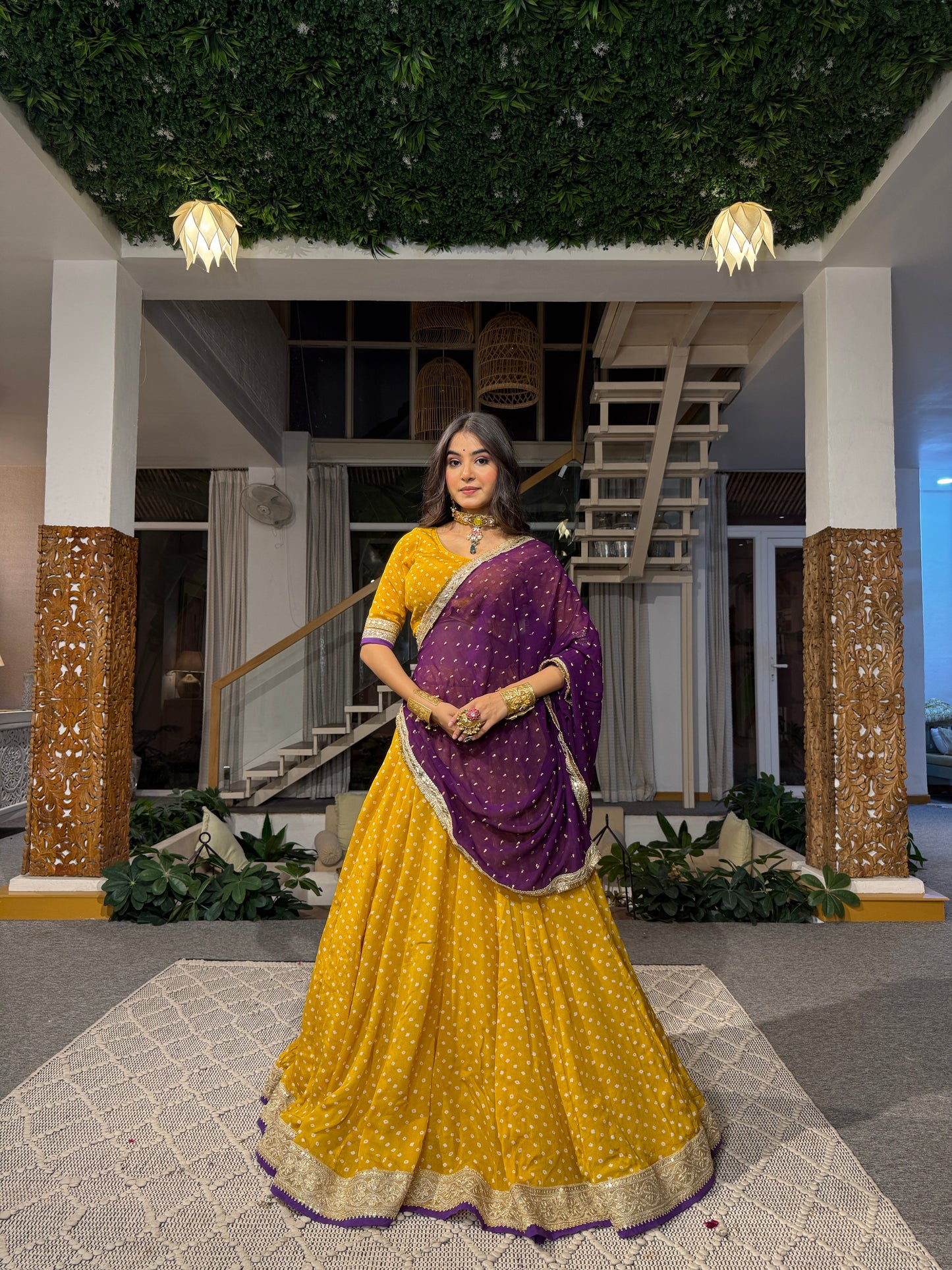 Vasant fulwari Bandhani Lehenga
