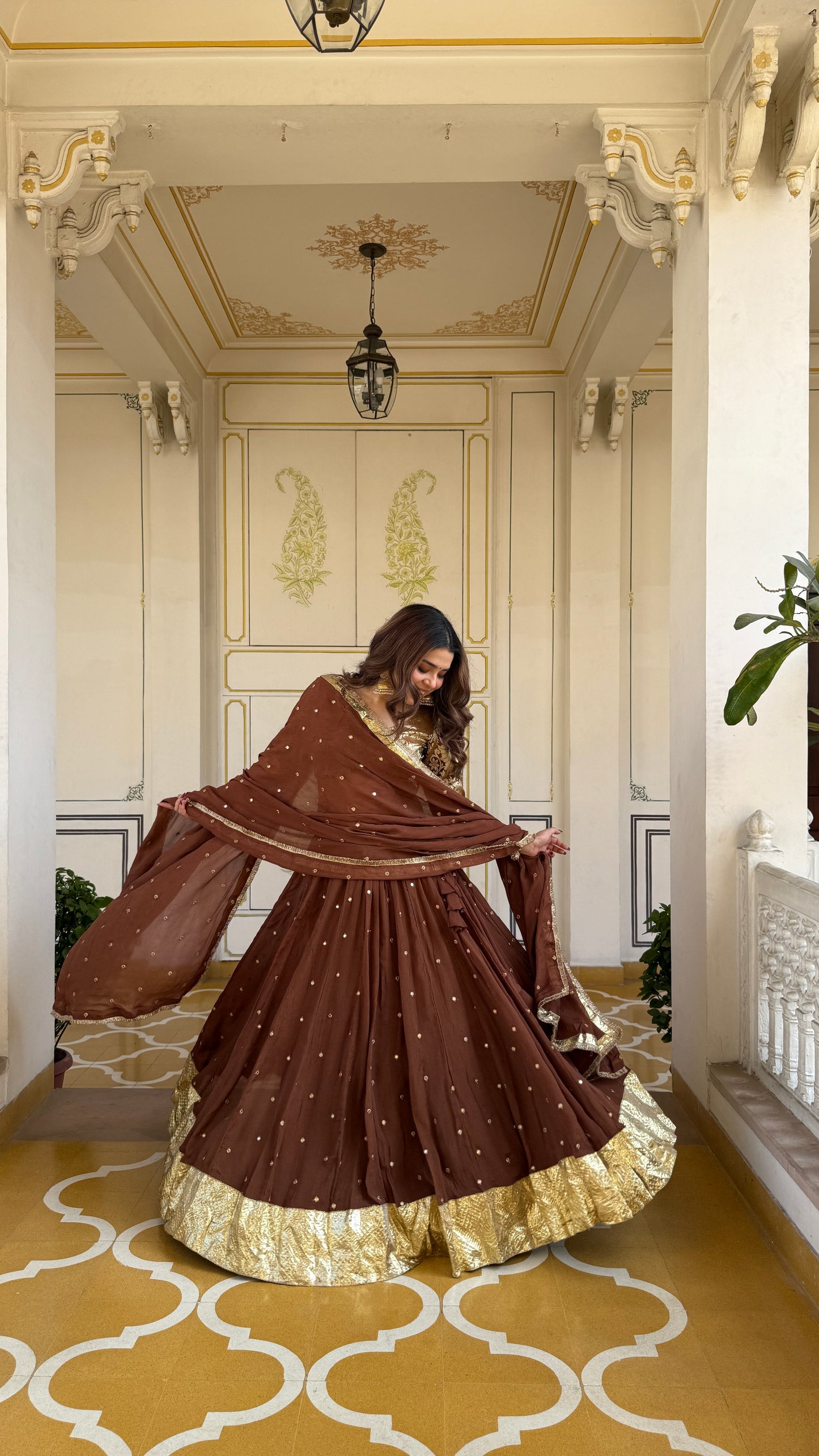 Durva Brown Lehenga