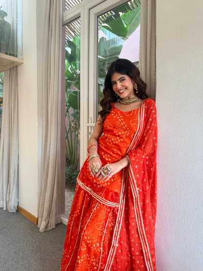 Kumkum Orange Bandhani Sharara Set
