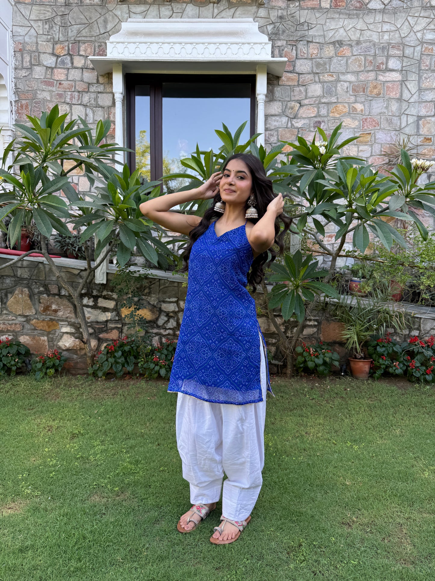 Teena Blue Bandhani Farshi Set