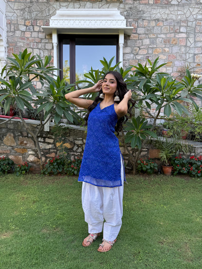 Teena Blue Bandhani Farshi Set