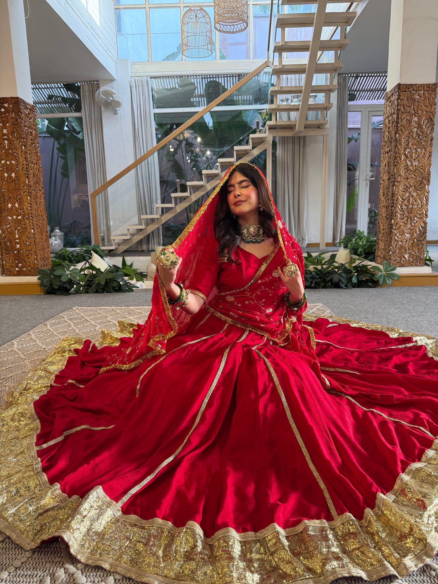 Jodha Red Lehenga
