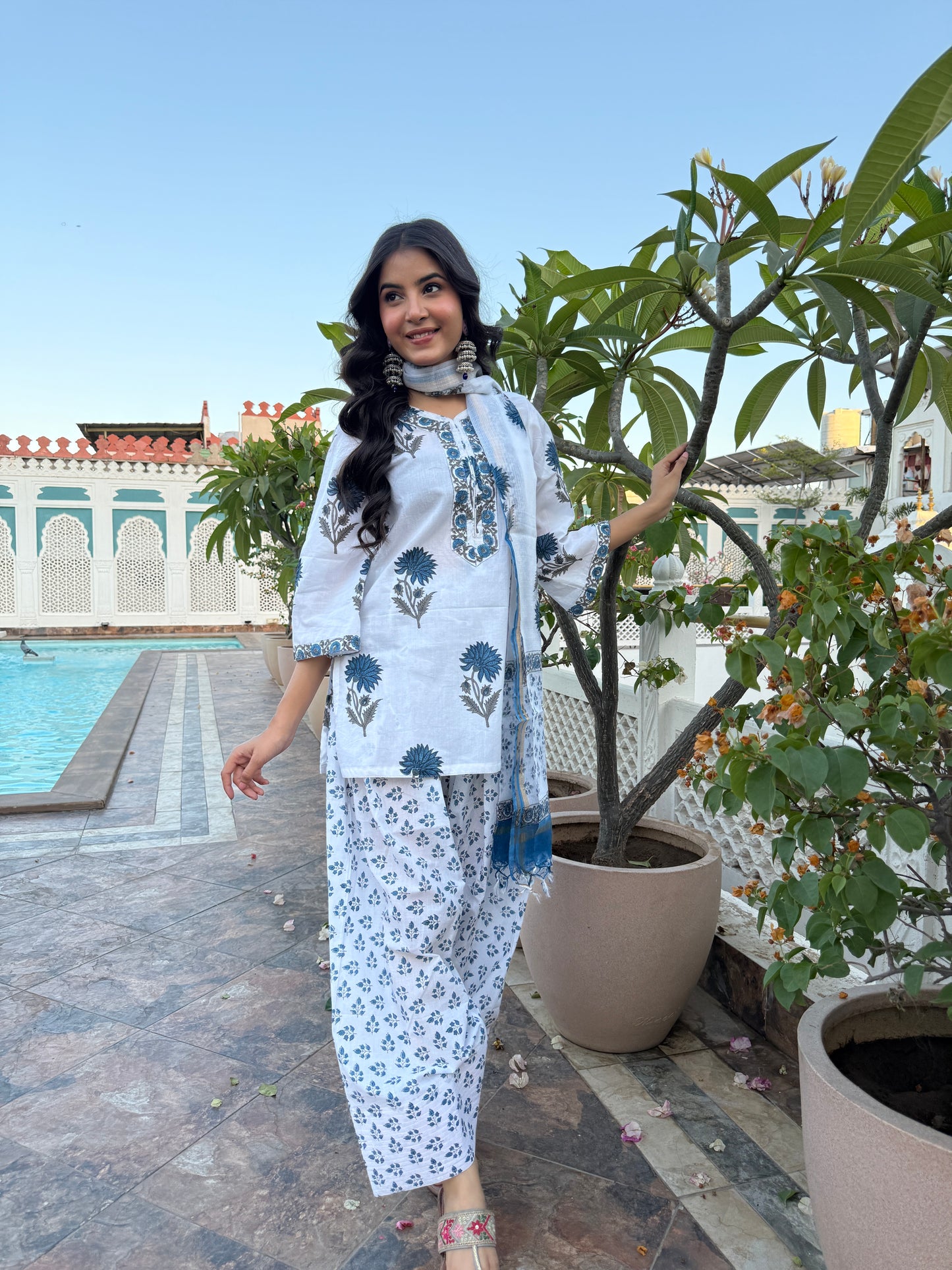 Prakriti Blue Handblock Farsi Set