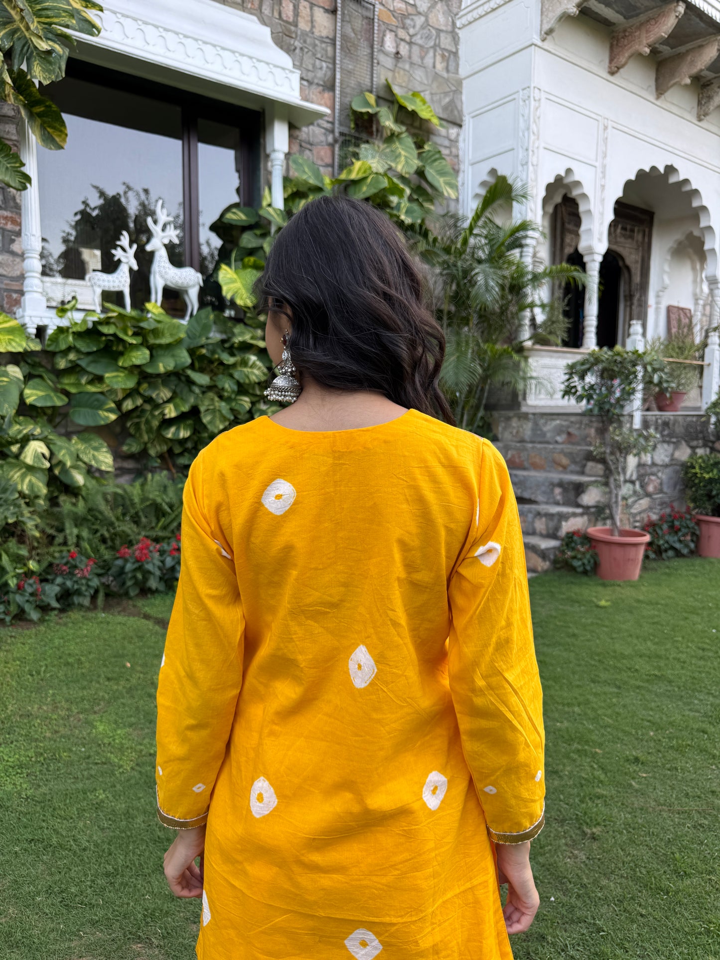 Mannat Yellow Bandhani Farshi Set