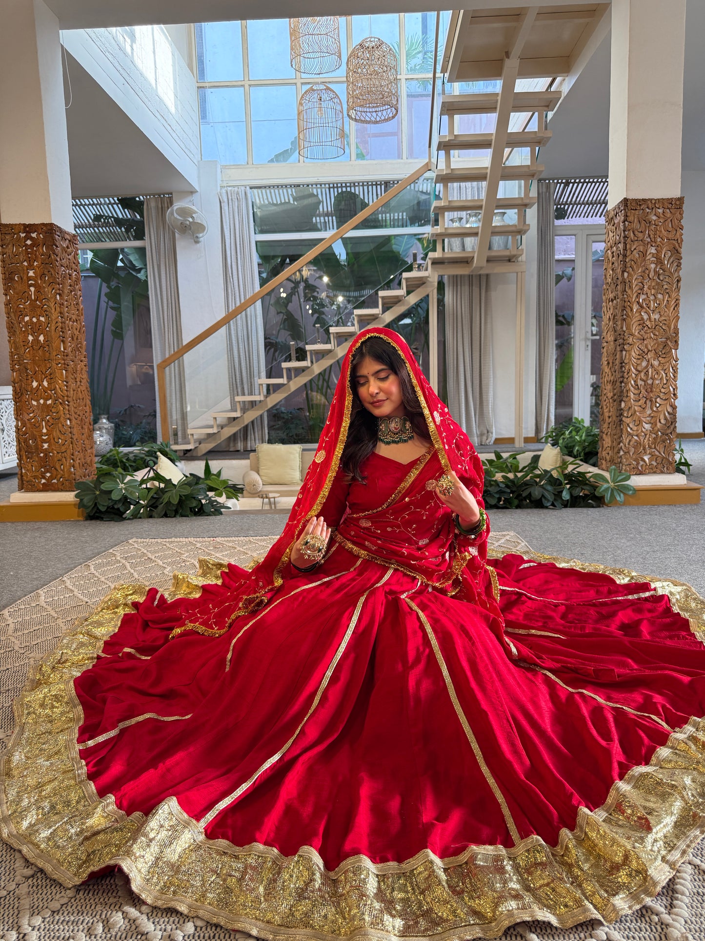 Jodha Red Lehenga