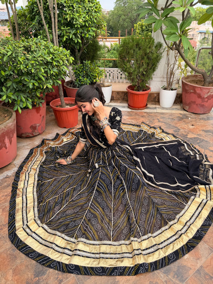 Ditya Black Bandhani Lehenga