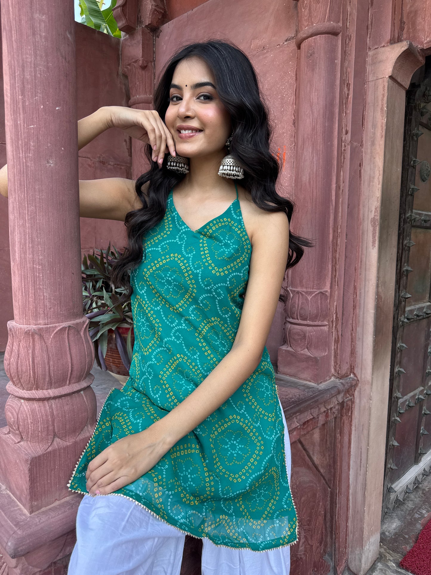 Teena Green Bandhani Farshi Set
