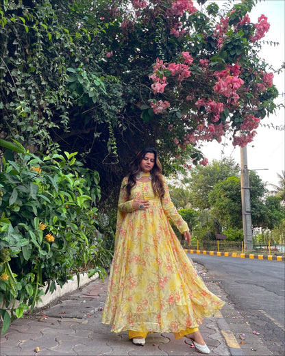 Lavanya Yellow Floral Set