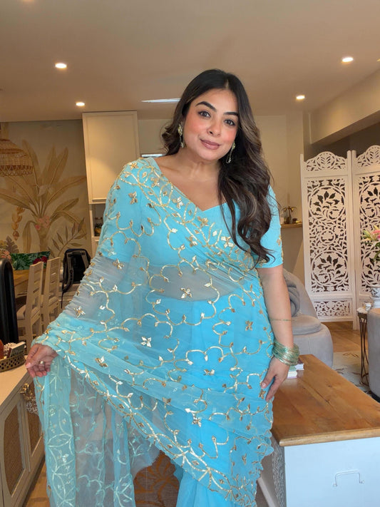 Kanak Sky Chiffon Saree