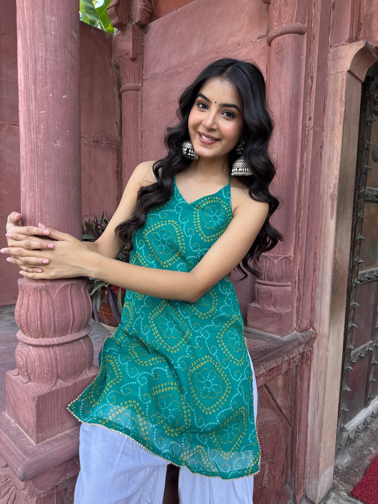 Teena Green Bandhani Farshi Set
