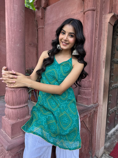 Teena Green Bandhani Farshi Set
