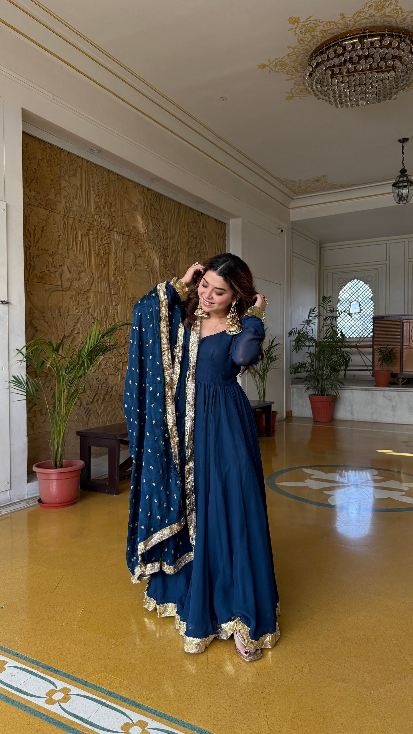 Maskkali Teal Anarkali Gown