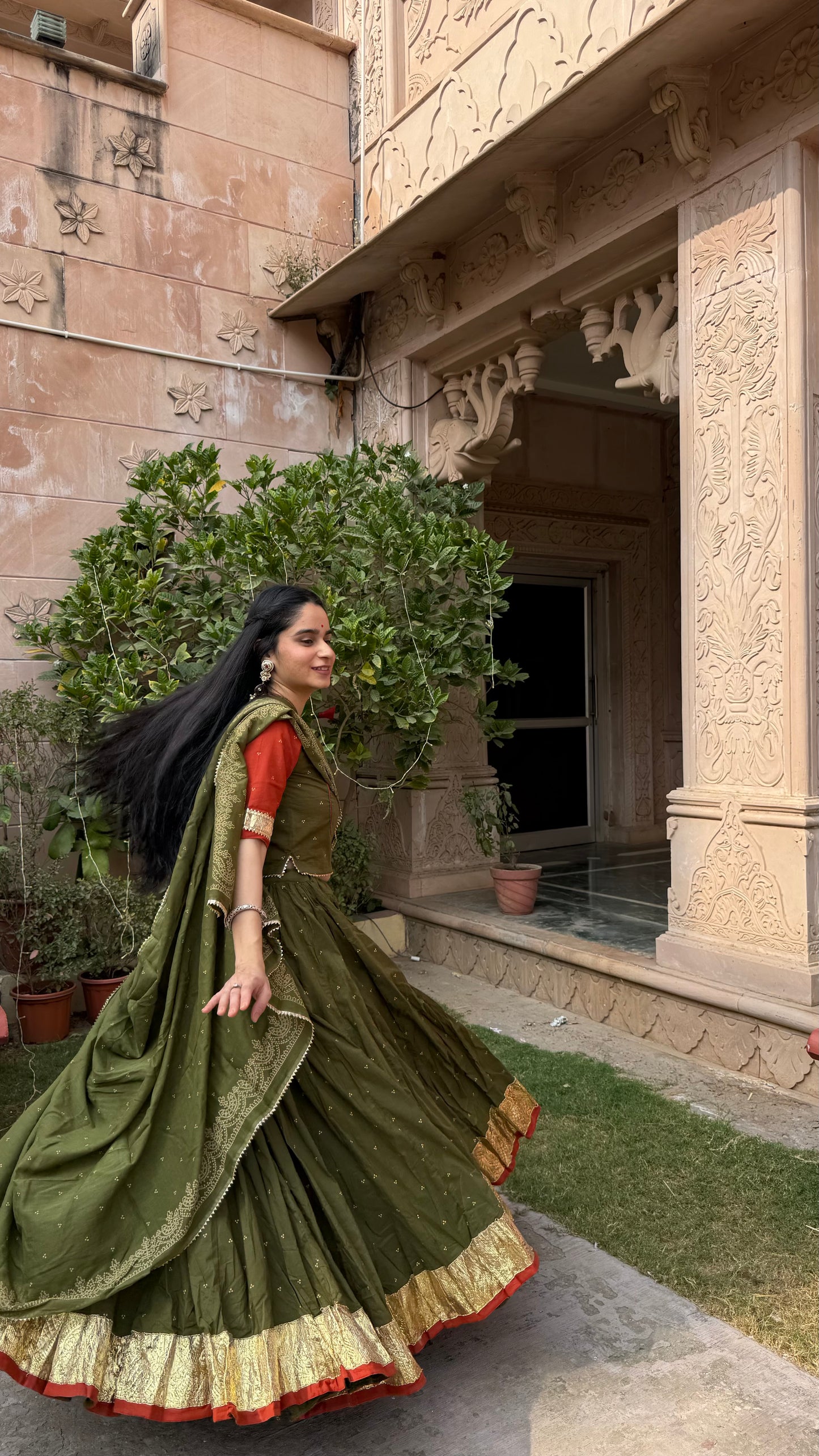 Hridya Green Bandhani Lehenga Set
