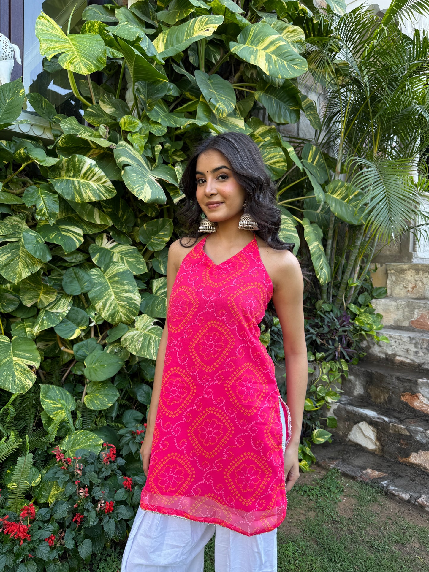Teena Pink Bandhani Farshi Set