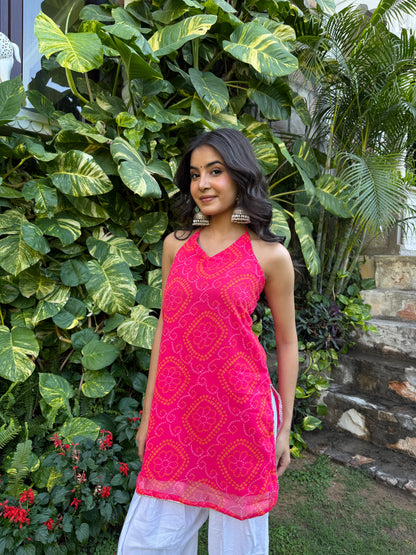 Teena Pink Bandhani Farshi Set
