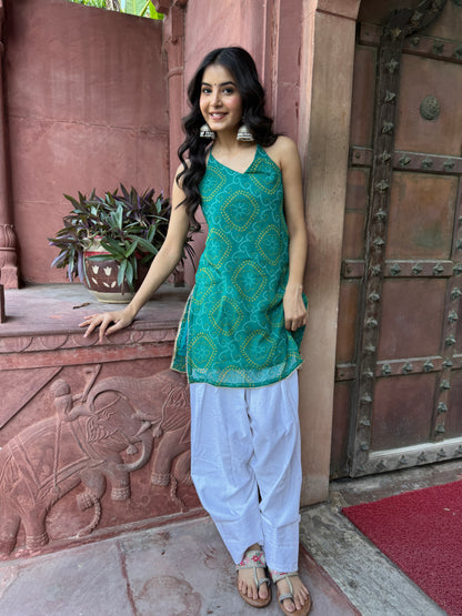 Teena Green Bandhani Farshi Set