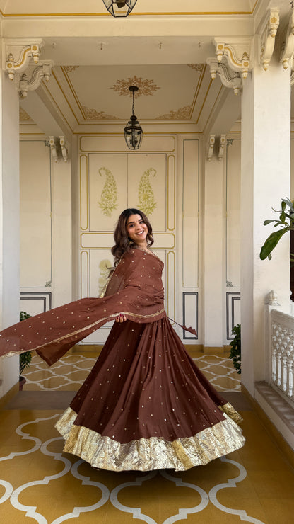 Durva Brown Lehenga