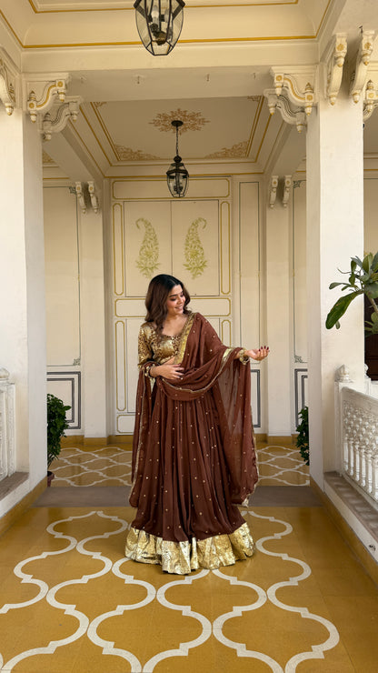 Durva Brown Lehenga