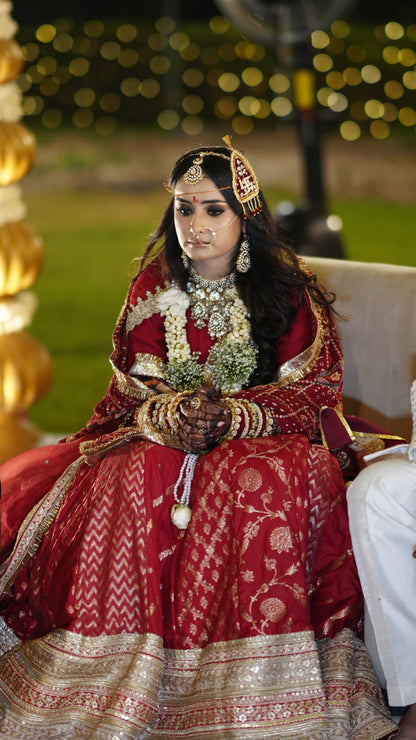 Rukmini Red Banarasi Lehenga (Bridal Lehenga)