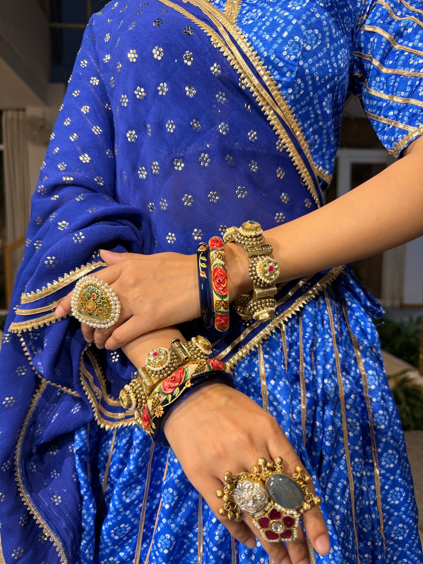 Kamakshi Blue Bandhani Lehenga