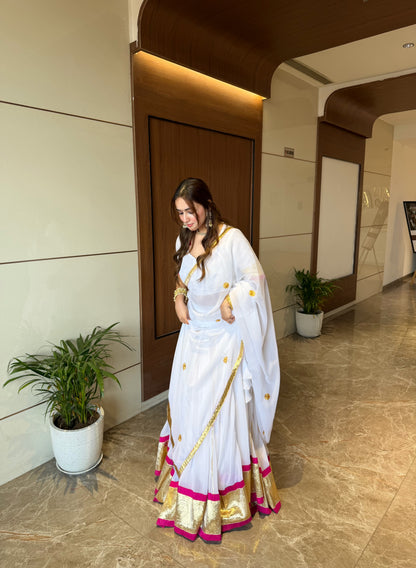 Hansini White Pink Lehenga Set