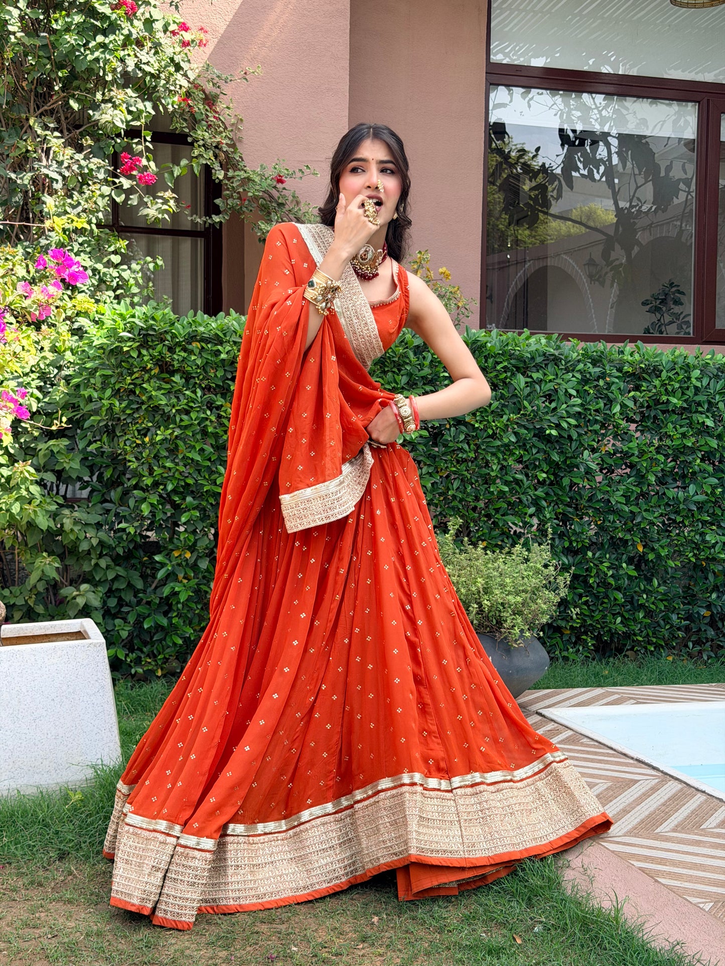 Malang Rust Lehenga