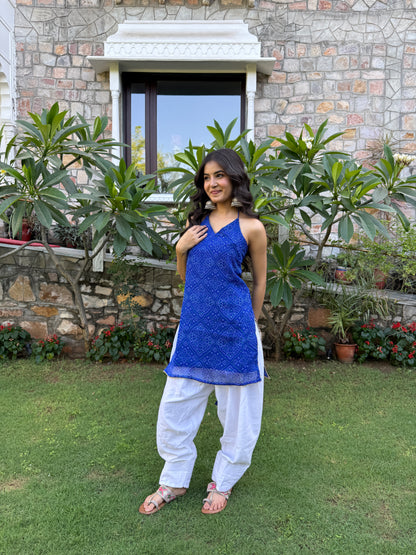 Teena Blue Bandhani Farshi Set
