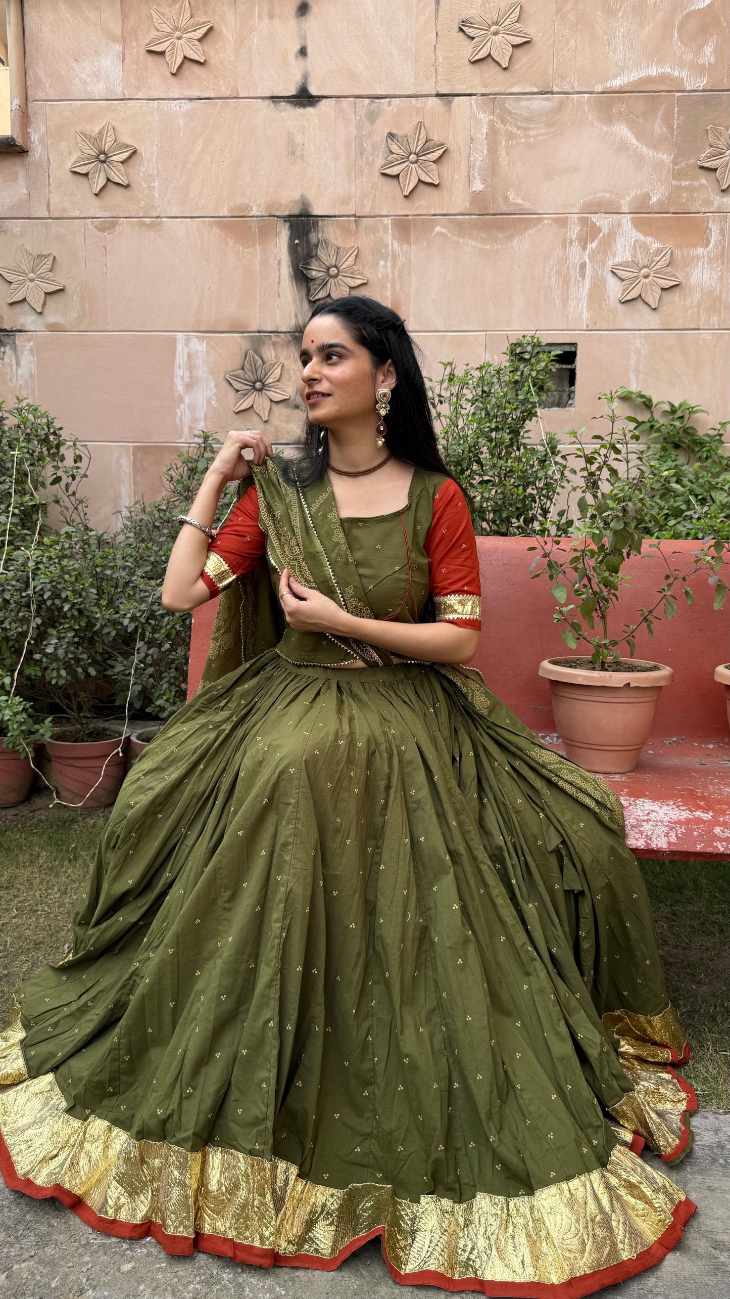 Hridya Green Bandhani Lehenga Set