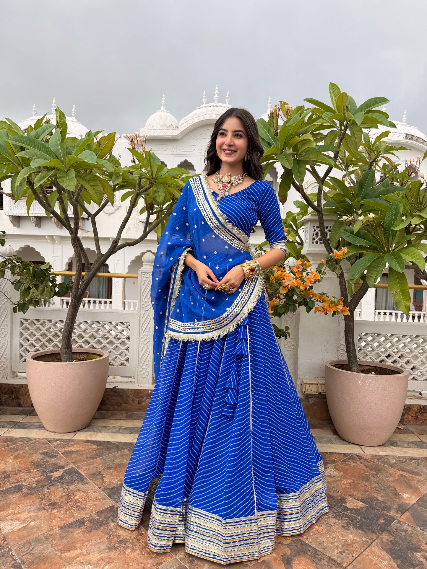 Priya Blue Leheriya Lehenga